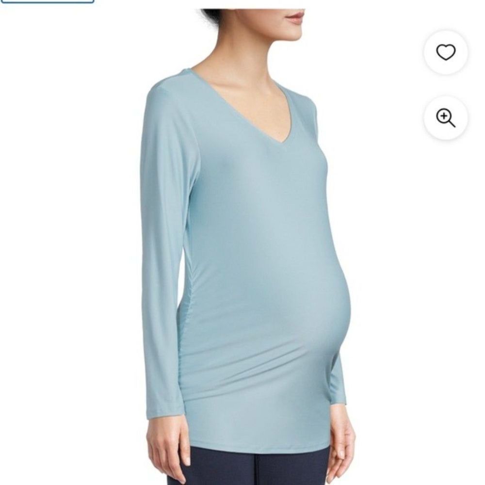 NWT Time and Tru Womens Maternity Long Sleeve‎ T-Shirt Size Small 4-6 Turquoise*